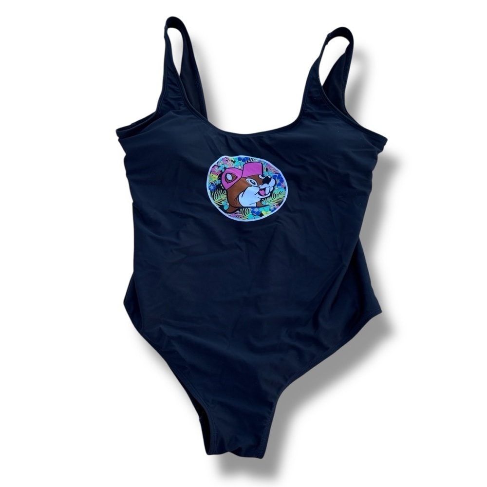 Buc-ee’s One Piece Swimsuit Medium Tropical Print Black